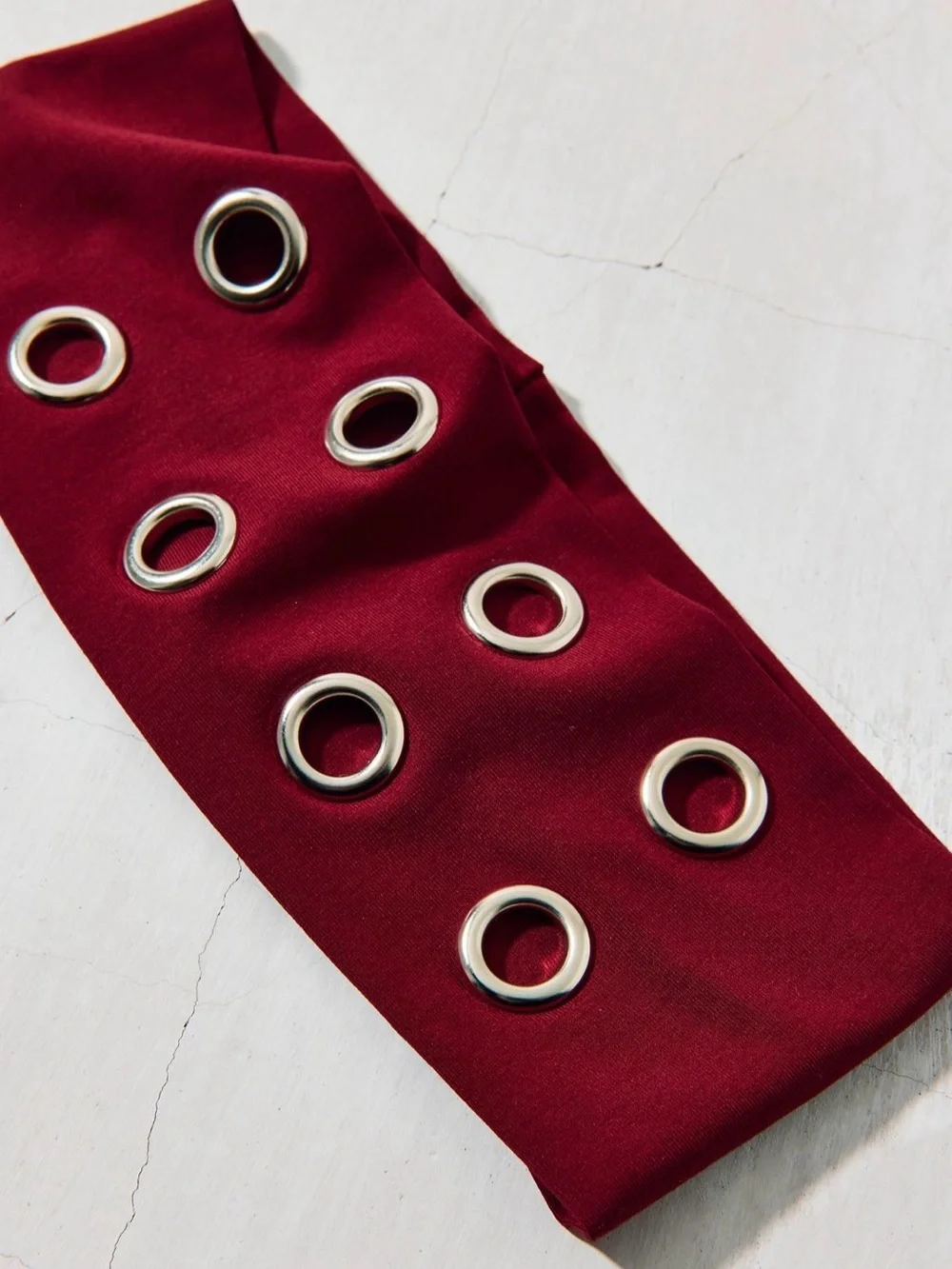 UO Grommet Dark Red Soft And Stretchy Knit Wide Headband